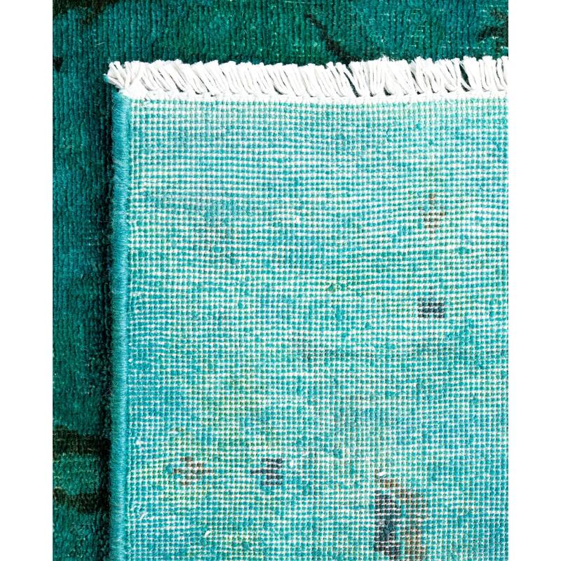 Overdyed One-of-a-Kind Hand-Knotted Area Rug - Green - 2' 7" x 16' 5"
