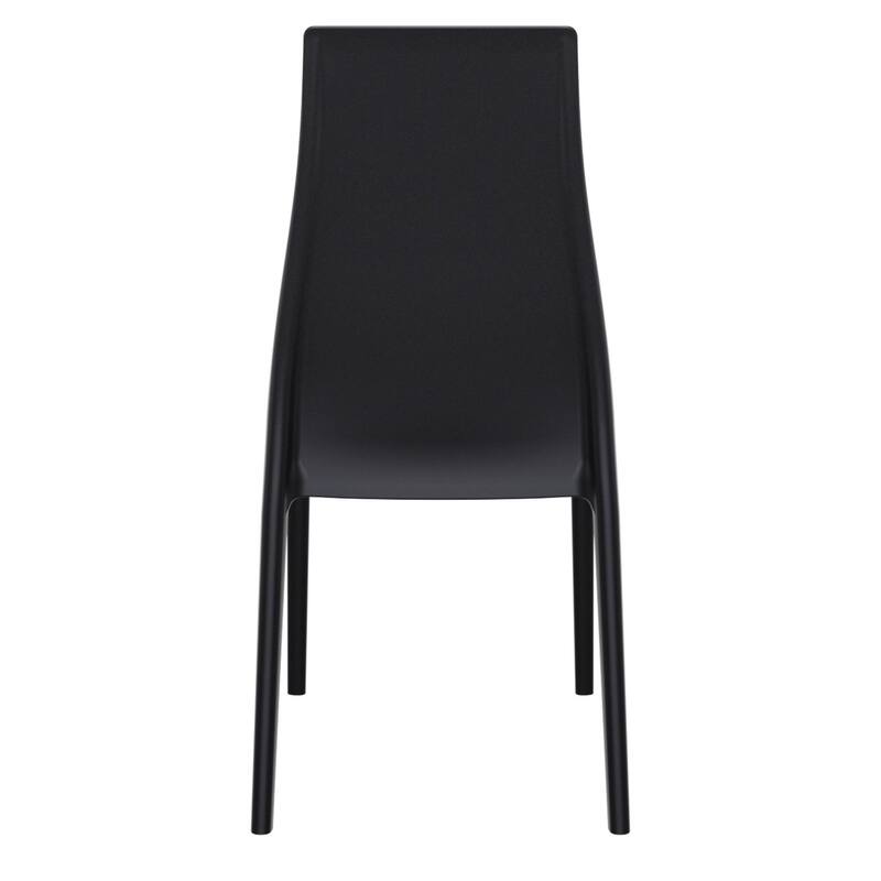 37" Black Outdoor Patio Solid High Back Dining Chair