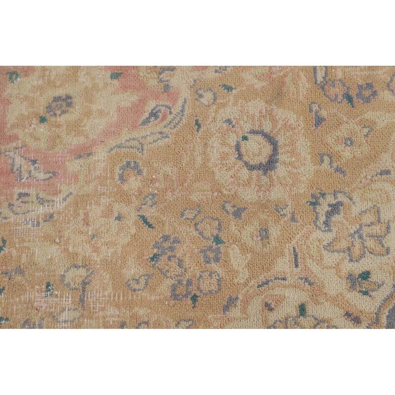 Traditional Pink Mashad Persian Vintage Area Rug Handmade Wool Carpet - 9'7"x 12'2"