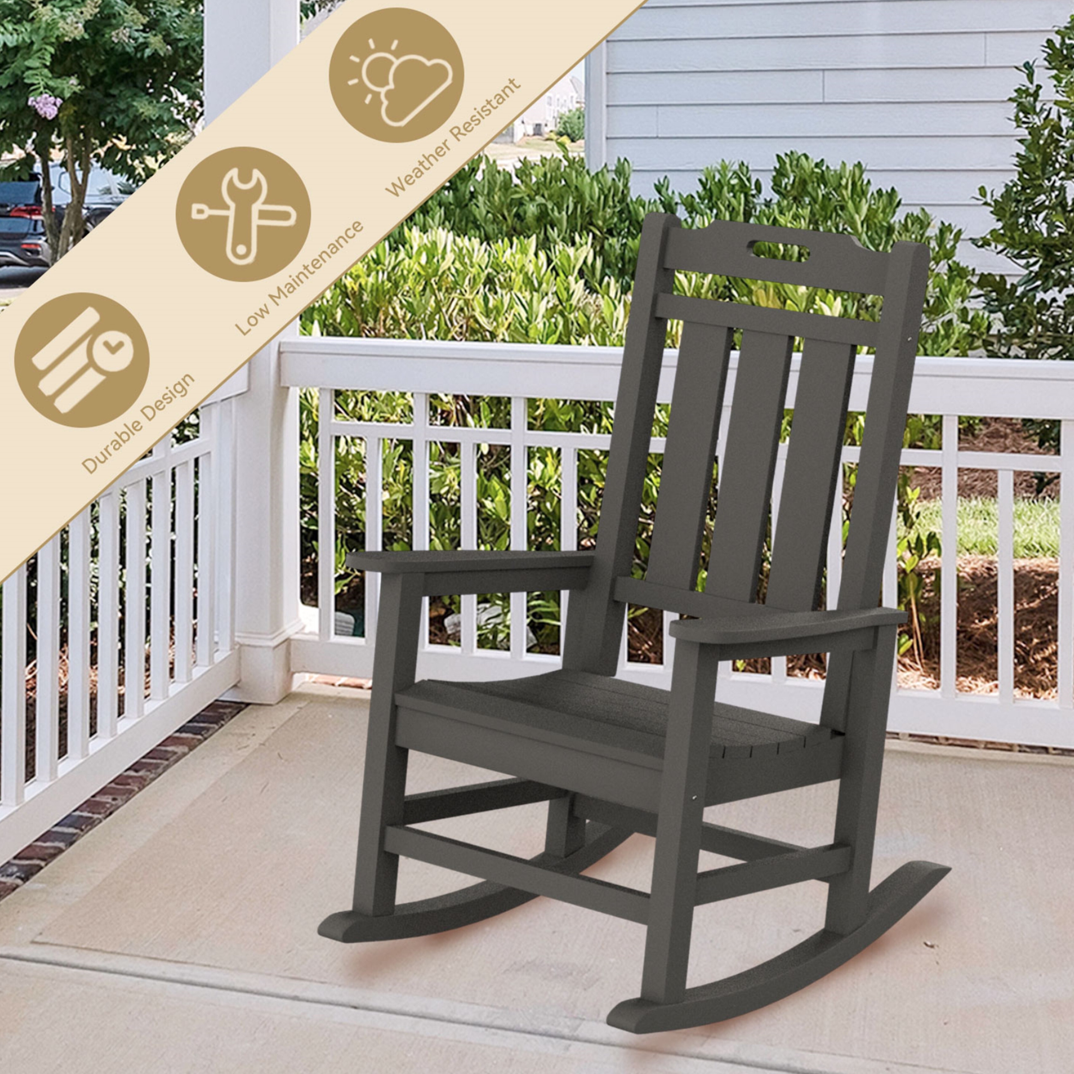 Recycled Plastic Outdoor Weather Resistant Rocking Chair Bed