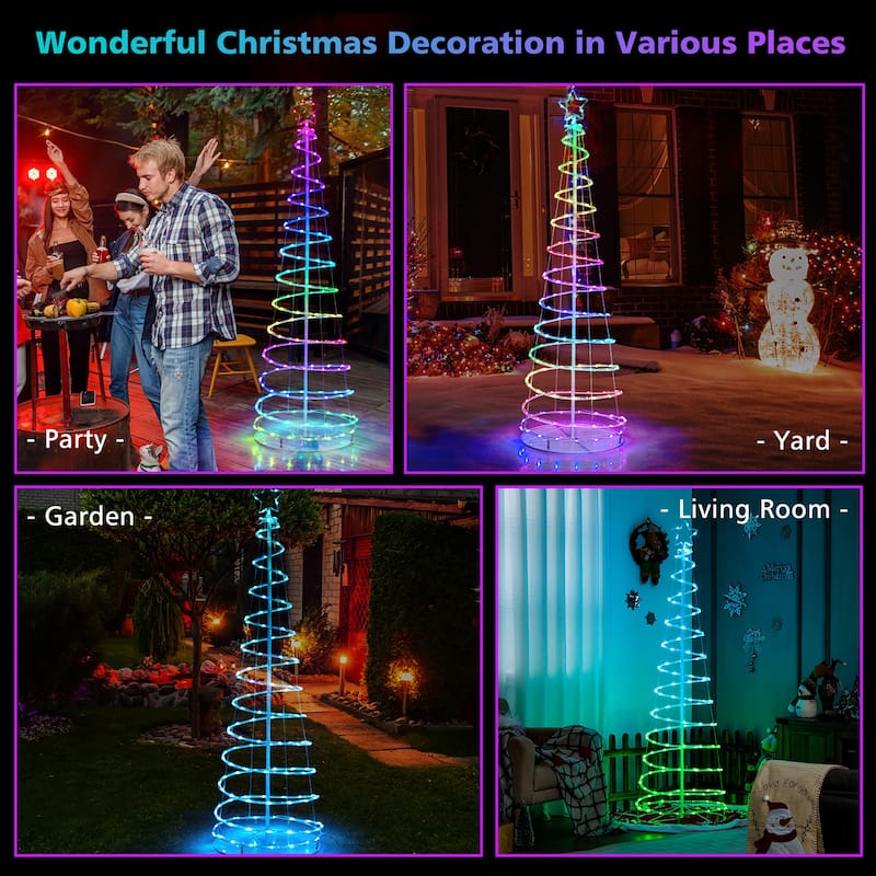 6 FT Spiral Christmas Tree w/ LED Lights 10 Lighting Modes APP Control