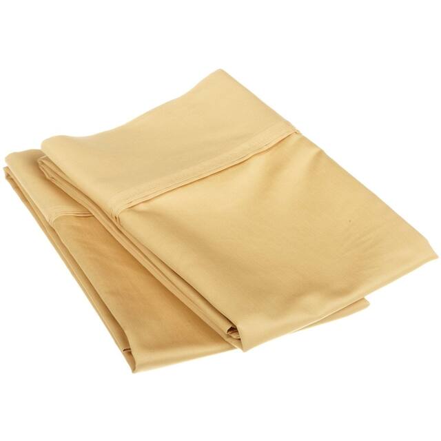 Miranda Haus Wentz Egyptian Cotton Solid Pillowcase Set - Standard - Gold