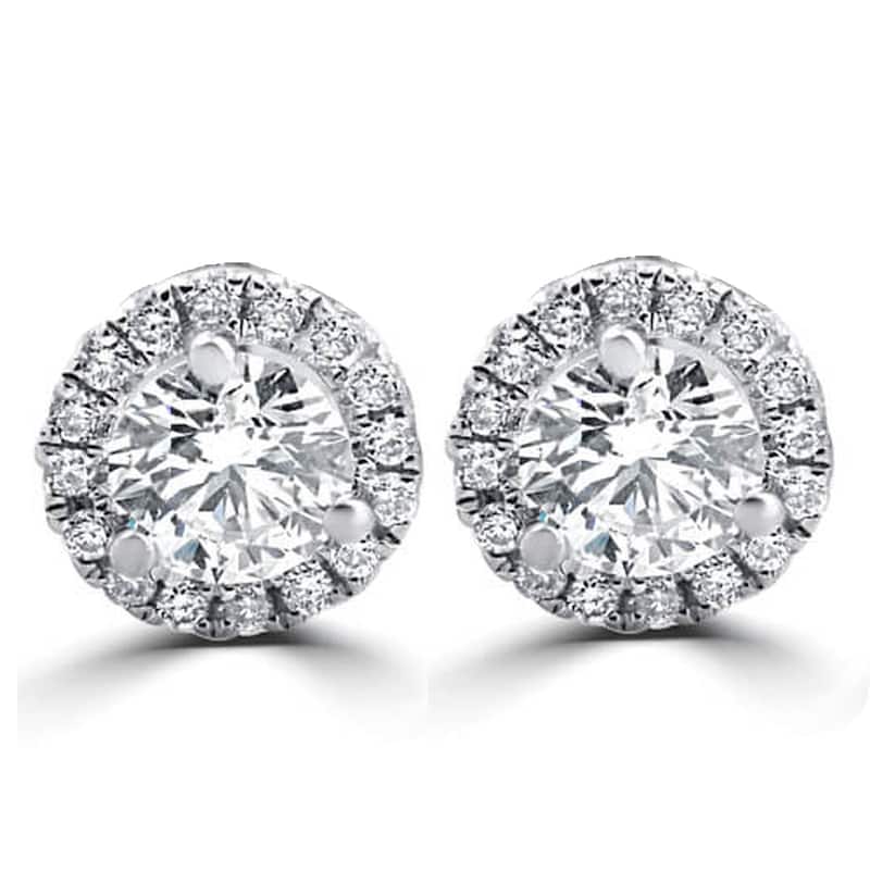 1/2ct Round Diamond Halo Studs White Gold