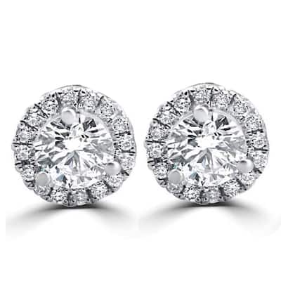 1/2ct Round Diamond Halo Studs White Gold