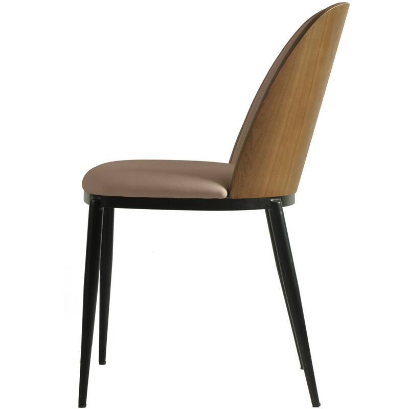 Dining Chair with Upholstered Seat and Back Side Chair with MDF Wood Frame in Black Steel