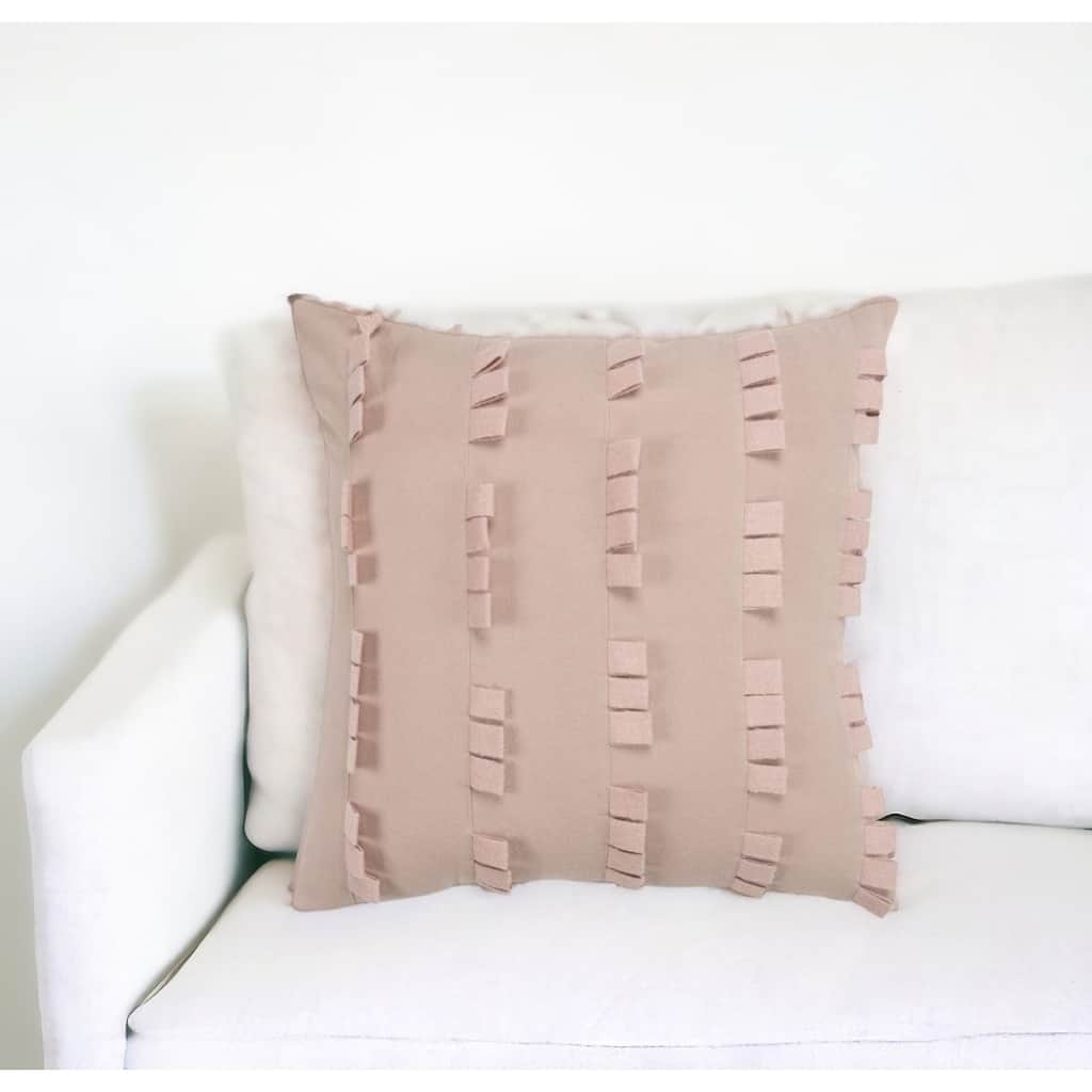 HomeRoots 20" Blush Cotton Pillow