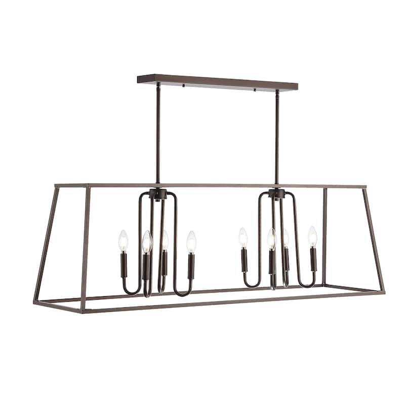 SAFAVIEH Lighting Nural 8-light Pendant - 49"x14"x24-54" - Oil Rubbed Bronze (Black) - 49Wx14Dx54H