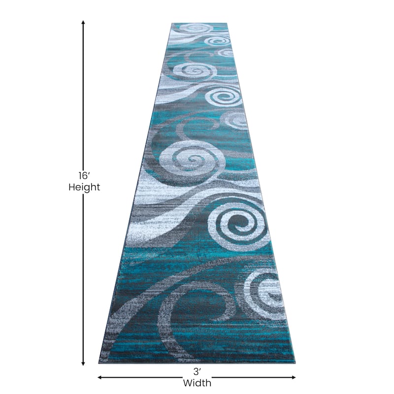 Modern Swirl Design Olefin Area Rug