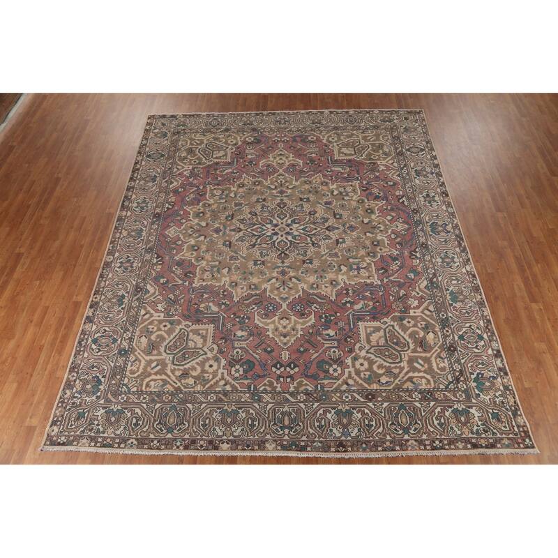 Geometric Bakhtiari Persian Vintage Area Rug Hand-Knotted Wool Carpet - 10'2"x 12'8"