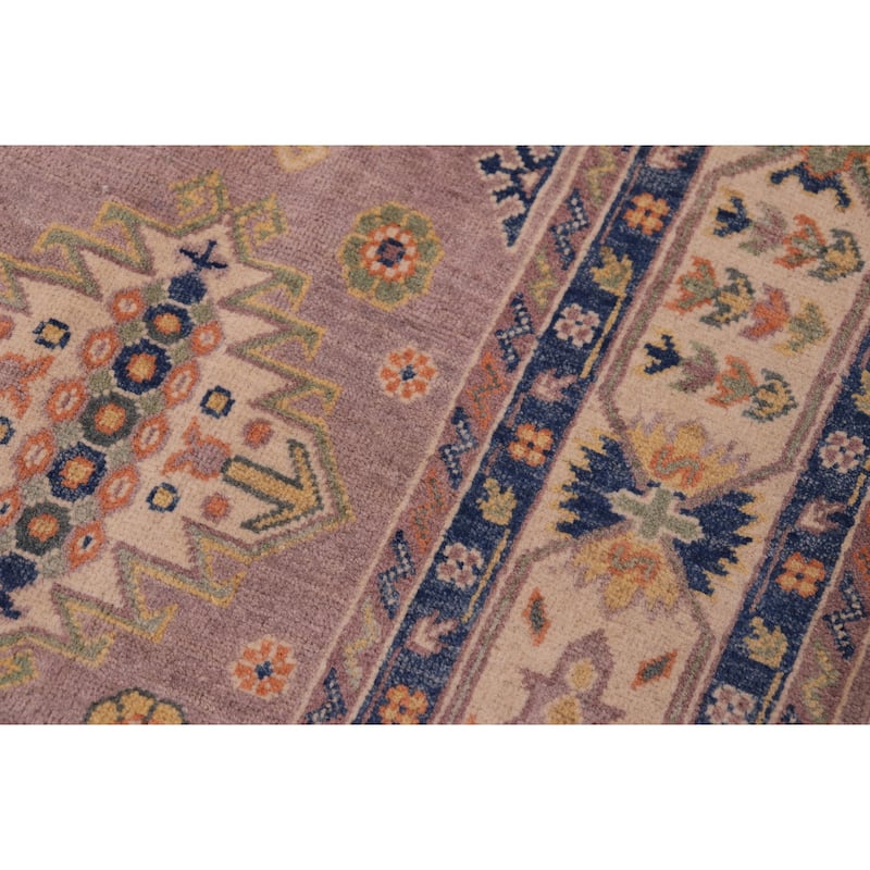 Southwestern Kazak Valery Purple/Beige Wool Rug - 8'0'' x 10'3''