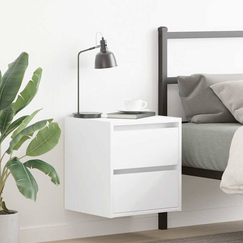 vidaXL Wall-mounted Bedside Cabinet Set of 2 White Engineered wood