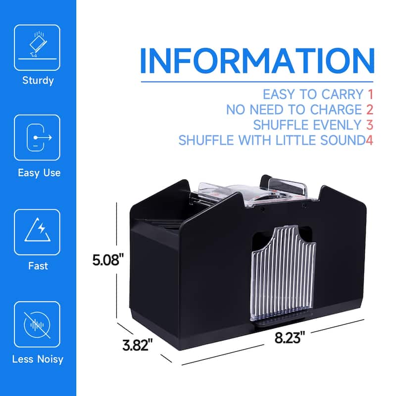GSE™ 4-Deck Casino Automatic Card Shuffler. Battery-Operated Electric Shuffler Machine for Card Games