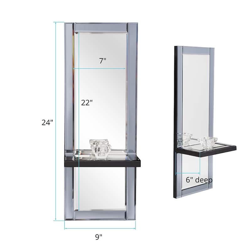 Allan Andrews Beveled Wall Accent Mirror with Candle Holder - 24" x 9"