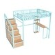 preview thumbnail 13 of 13, Full Loft Bed w/Desk & Storage - Heavy Metal Frame, 4 Cabinets, Staircase & Rack Space-Saver With USB & Outlet