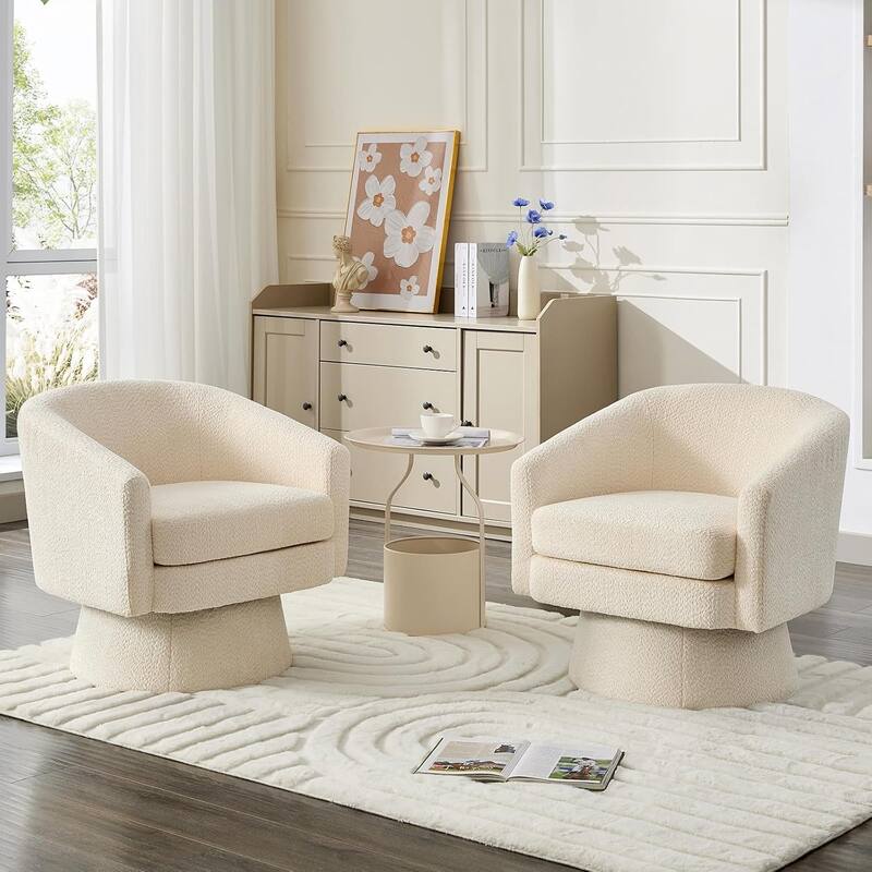 360° Swivel Accent Chair with Arms, Cozy Round Chenille Fabric