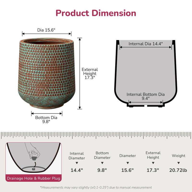 Cylindrical Concrete Flower Pot Planter with Drainage Holes and Enhanced Interior