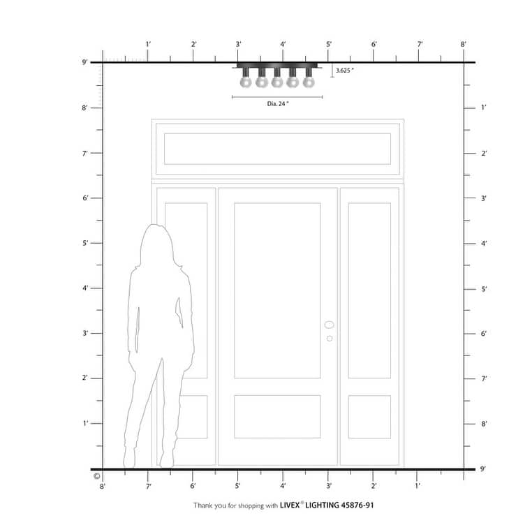 Livex Lighting 7-light Brushed Nickel Flush Mount, 45876-91 - 24" Dia x 3.625" H