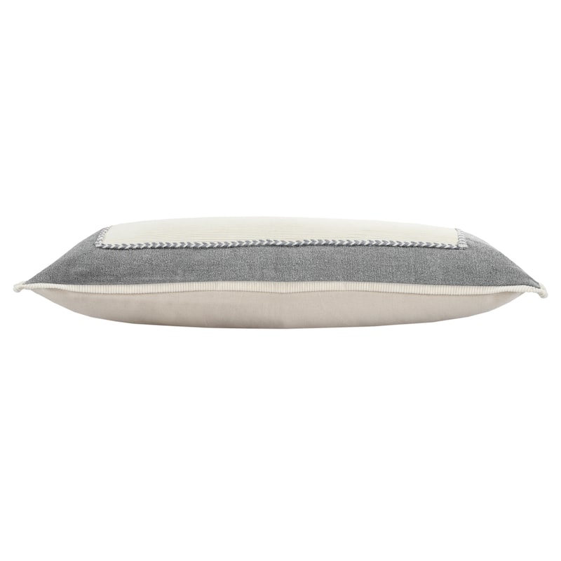 Sevita Neutral Gray Riviera Framed Throw Pillow
