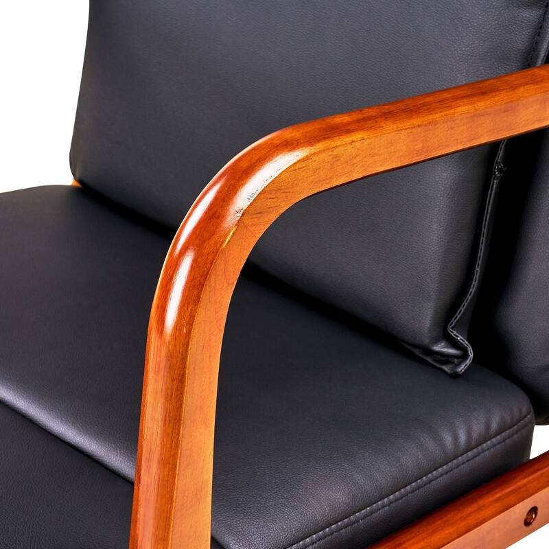 Javlergo Mid Century Modern Accent Chair Comfy Armchair with Lumbar Pillow and Thick Cushion Lounge Chair with Solid Wood Frame