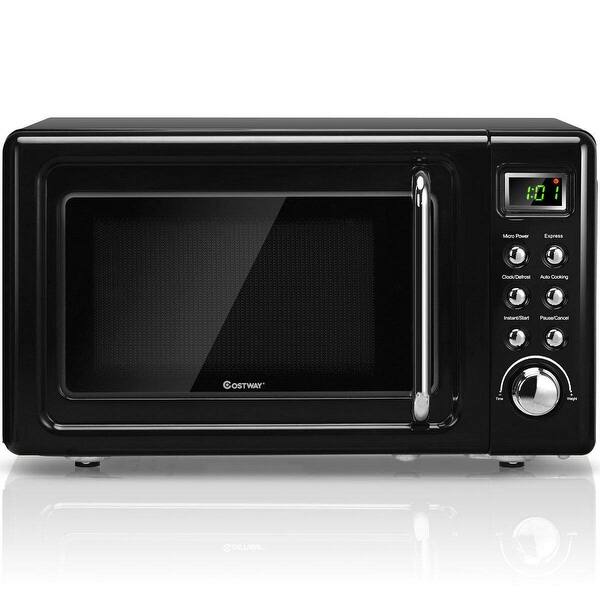 Shop Costway 0 7cu Ft Retro Countertop Microwave Oven 700w Led