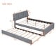 preview thumbnail 23 of 24, Eye-catching Design Teddy Fleece Upholstered Platform Bed with Twin Trundle, LED Light, Full Size