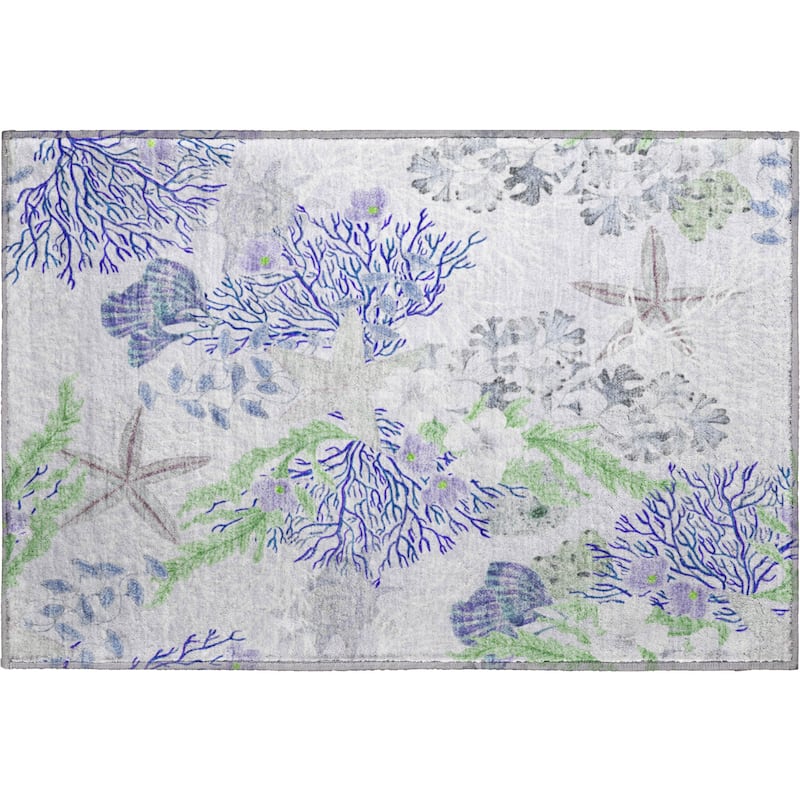 Premium Washable Super Soft Coral Starfish Coastal Mayfield Rug