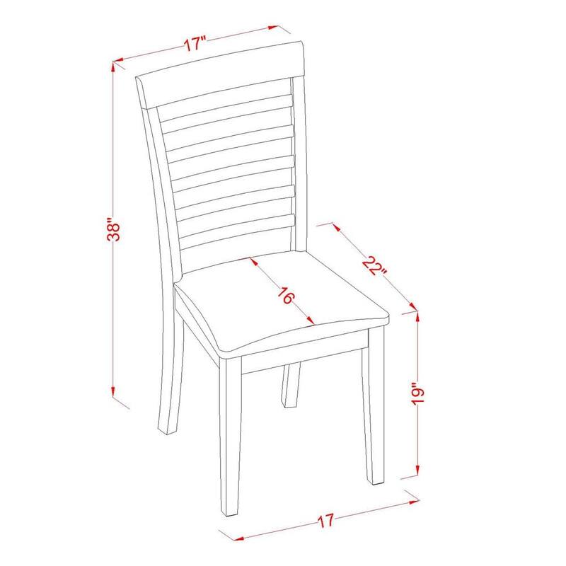 East West Furniture Milan Kitchen Dining Chairs - Ladder Back Dining Room Chairs, Set of 2, Mahogany (Seat Type Options) - MLC-MAH-LC