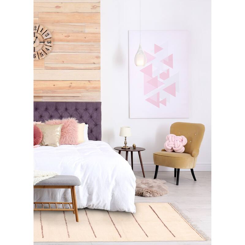 ECARPETGALLERY Hand-knotted Pak Finest Marrakesh Cream Wool Rug - 5'0 x 6'7