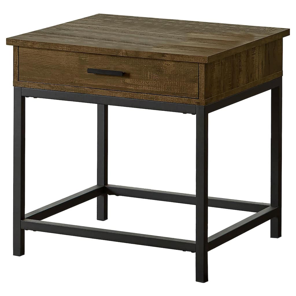 Maillard Style Brown Oak and Sandy Black Square End Table,Plant Stands