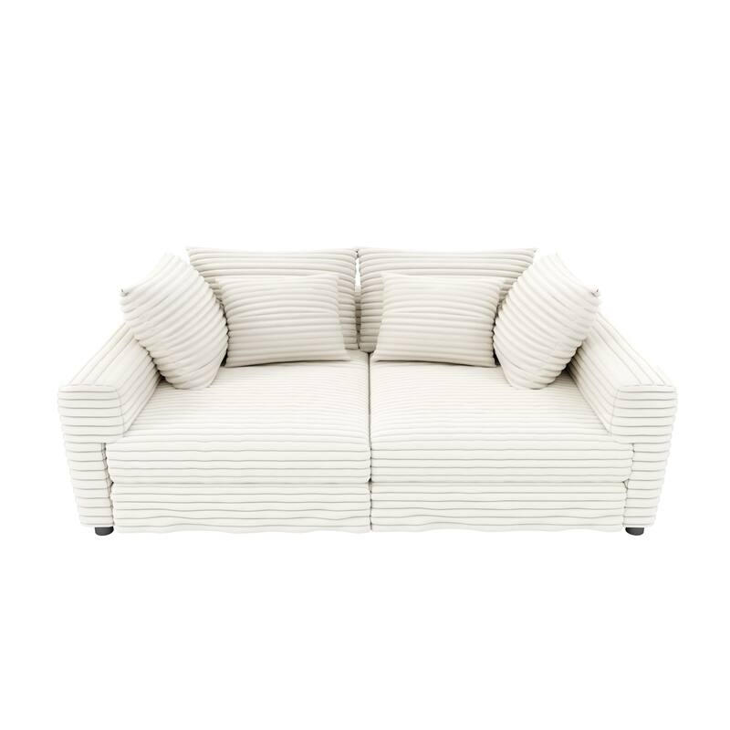 102.4 " Plush Corduroy 4-Seat Sofa,Modern Comfy Upholstered Sofa Cloud Couch,Deep Seat Couches with Soft Pillows