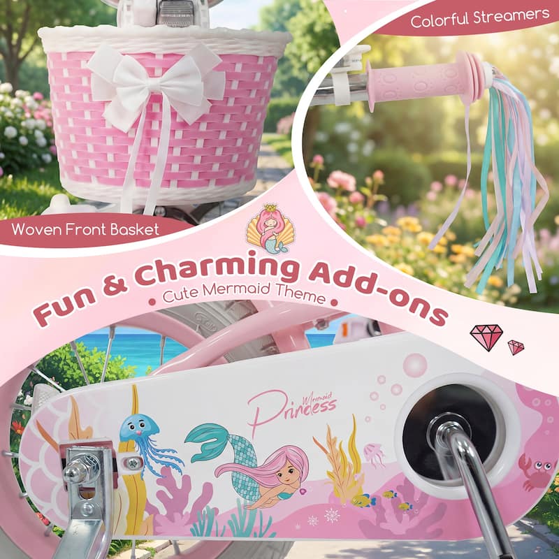 Gymax 12'' Kids Bike w/Training Wheels Hand Coaster Brakes Adjustable