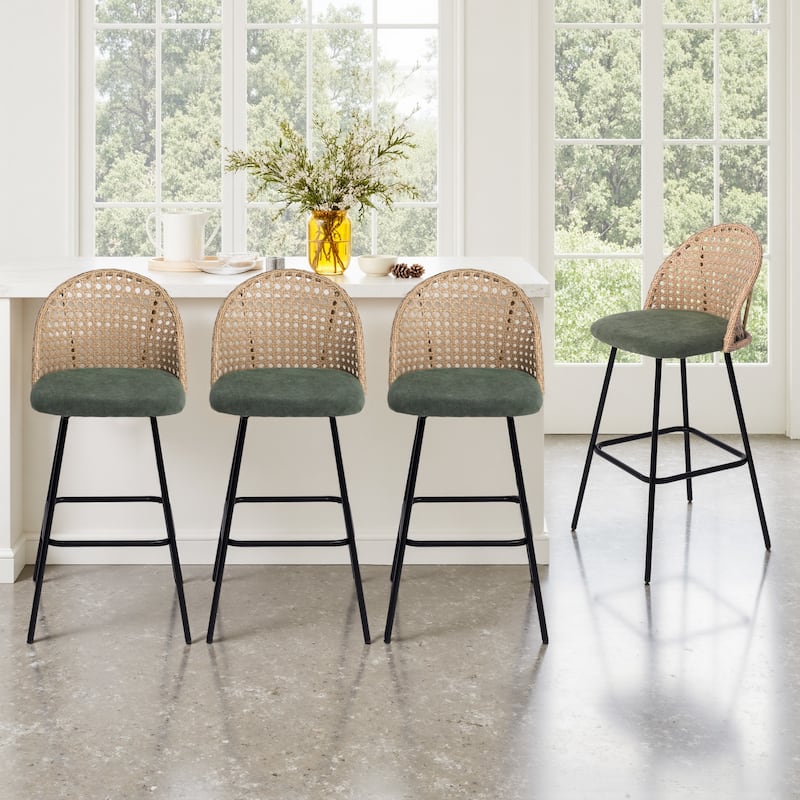 29.52"H Upholstered Bar Stools/ Counter Stools with Metal Leg Set of 4 - Set of 4