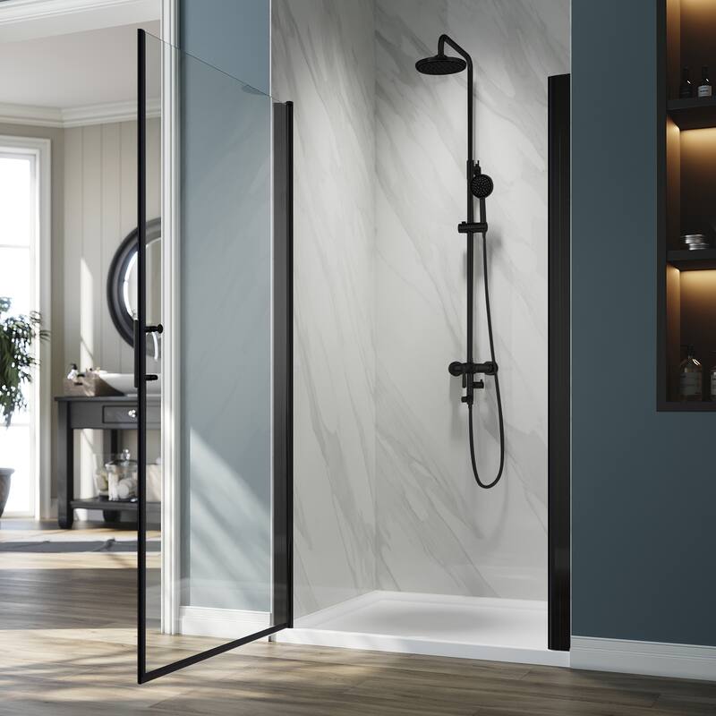 Elegant Adjustable Width Frameless Pivot Swing Shower Door with 1/4 inch Transparent Tempered by Certified Glass Door