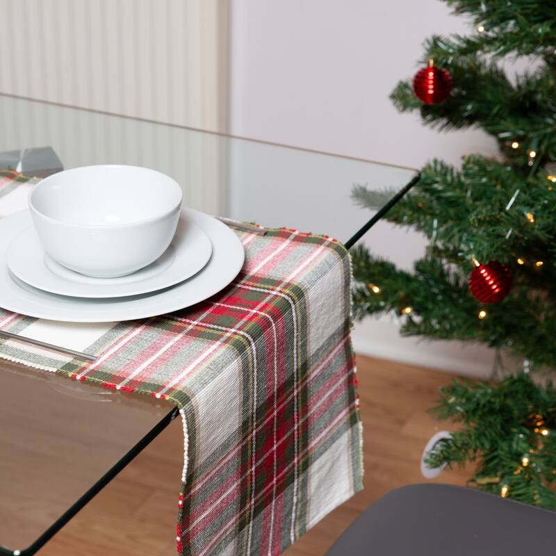 Fabstyles Celebration Plaid Cotton Table Runner Machine Washable - 13x72