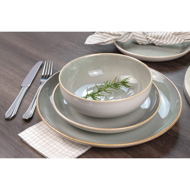 Resona Moss 16-Piece Green Dinnerware Set