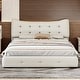 preview thumbnail 1 of 7, Modern Queen Size PU Upholstered Platform Bed with Ergonomic Wingback Headboard, No Box Spring Needed, Cream Cream