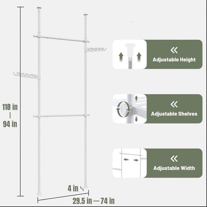 Metal Adjustable Height Clothing Hanging Rack