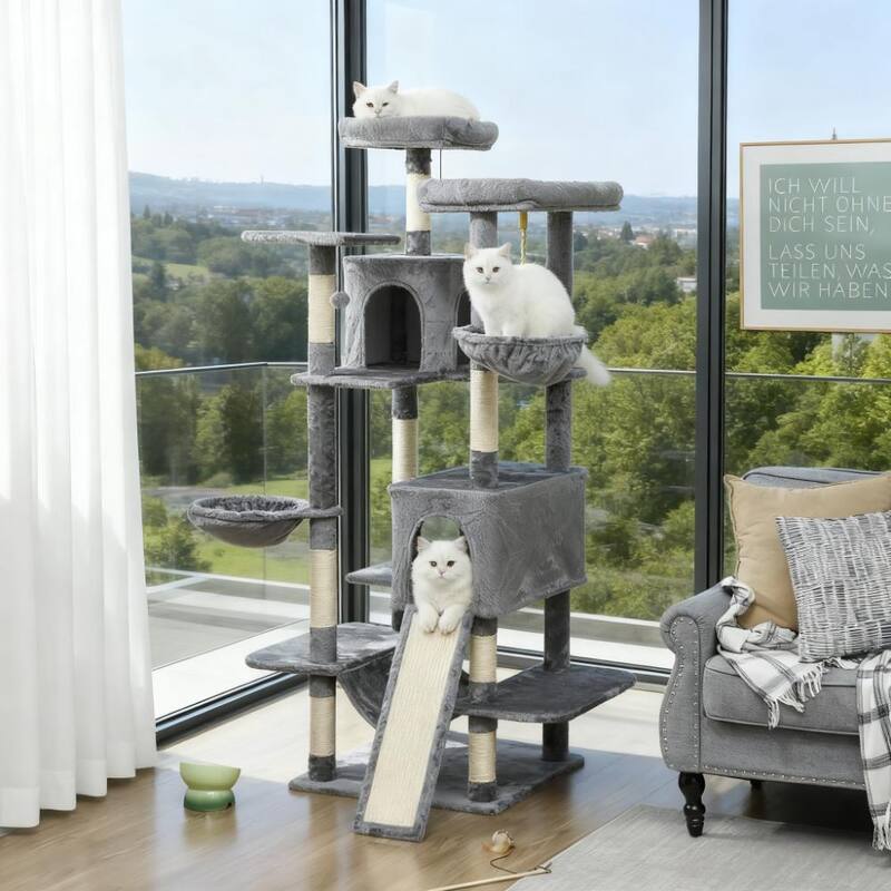 Multi-Level Cat Tower 69" Cat Tree - Dark Gray