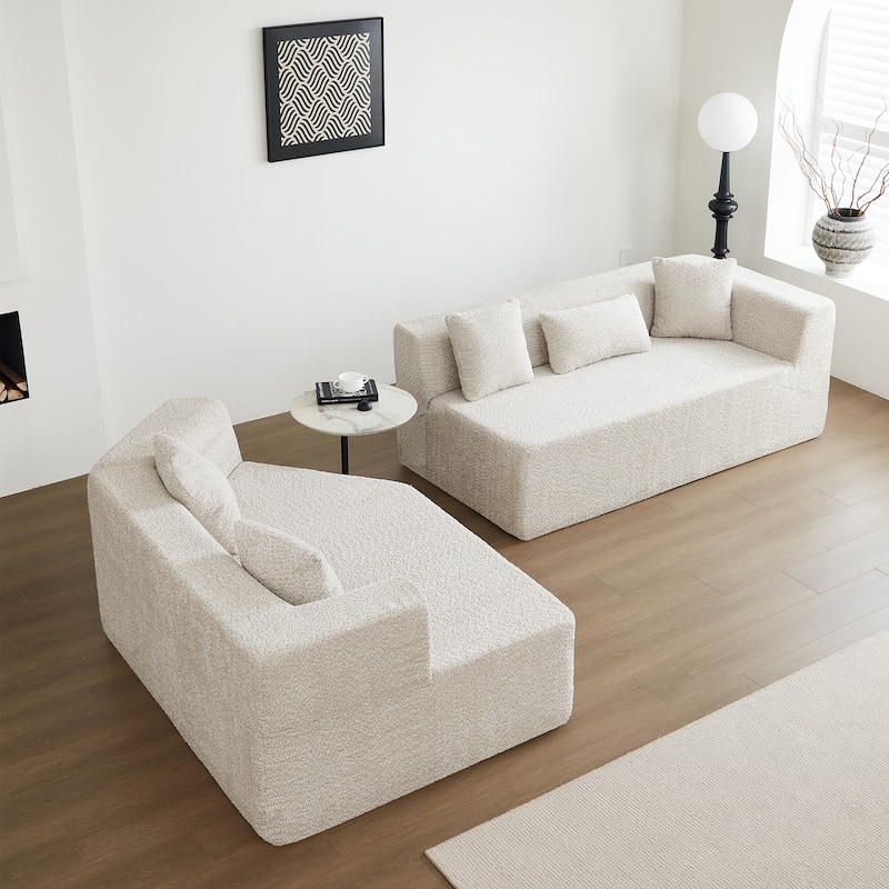 127.5'' Modern Minimalist Sectional Couch With Deep Seat,No Assembly