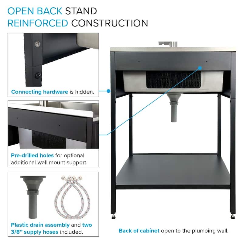 Transolid TRS_EWS-2822S Contemporary Laundry Washstand 28" Free