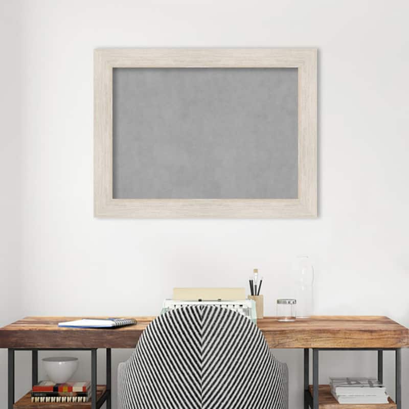 Amanti Art Hardwood White Wash Framed Magnetic Board