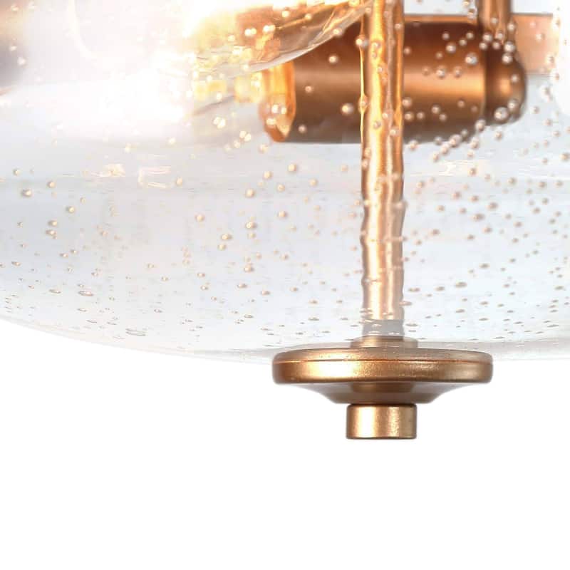 Zargla Modern 3-Light Seeded Glass Brass Gold Flush Mount Light - D13.5"x H6.5"