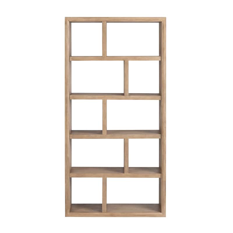 36 in. Tan Solid Wood 10 Shelf Bookcase