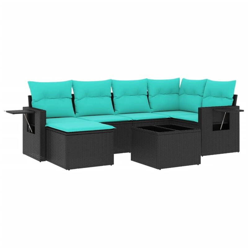 vidaXL Patio Sofa Set with Cushions Outdoor Conversation Furniture Poly Rattan - 24.4 x 24.4 x 27.2