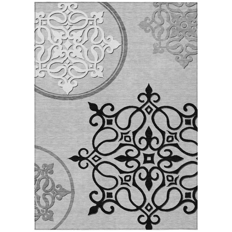 Machine Washable Indoor/ Outdoor Chantille Bold Medallion Rug