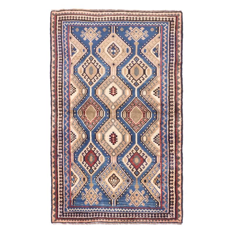 ECARPETGALLERY Hand-knotted Melis Vintage Blue Wool Rug - 4'0 x 6'7