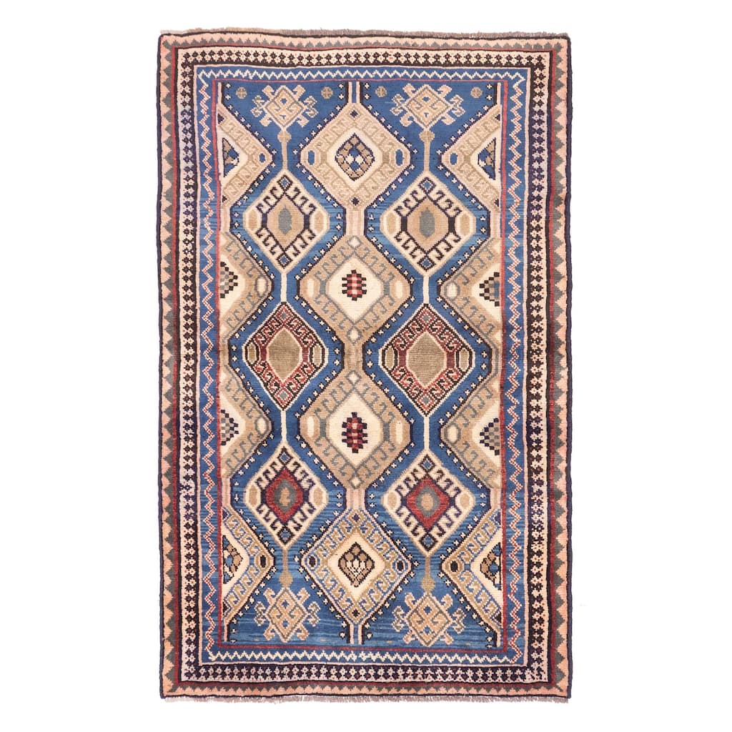 ECARPETGALLERY Hand-knotted Melis Vintage Blue Wool Rug - 4'0 x 6'7
