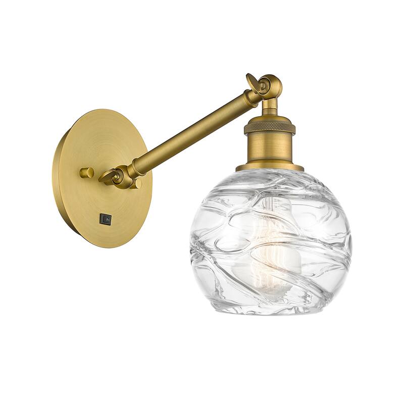 Innovations Lighting Ballston Athens Deco Swirl - 1 Light 6" Sconce - Arm Adjusts Up and Down - Brushed Brass/Clear Deco Swirl
