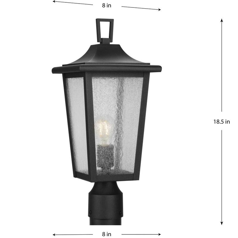 Padgett Collection One-Light Textured Black Outdoor Post Light - 8 in x 8 in x 18.5 in