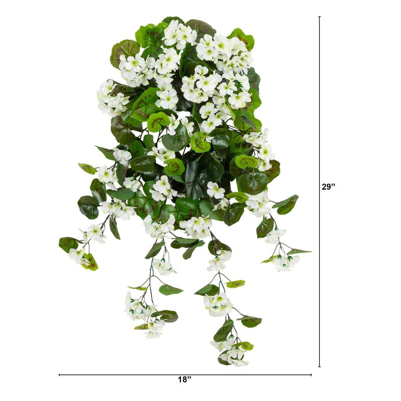29-in UV Resistant Artificial Geranium Hanging Plant - Set of 2